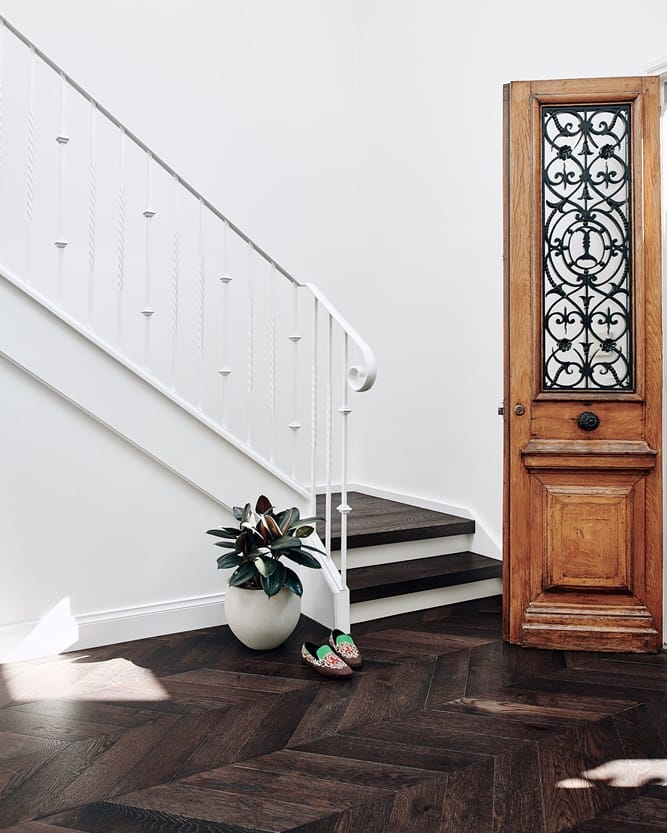 Dark timber flooring on stairs