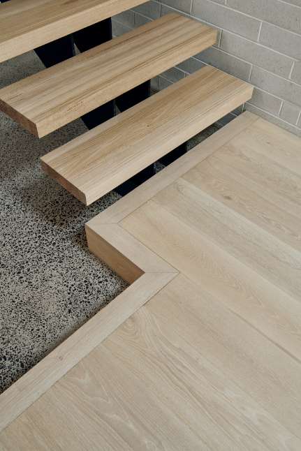 light colored timber stairs