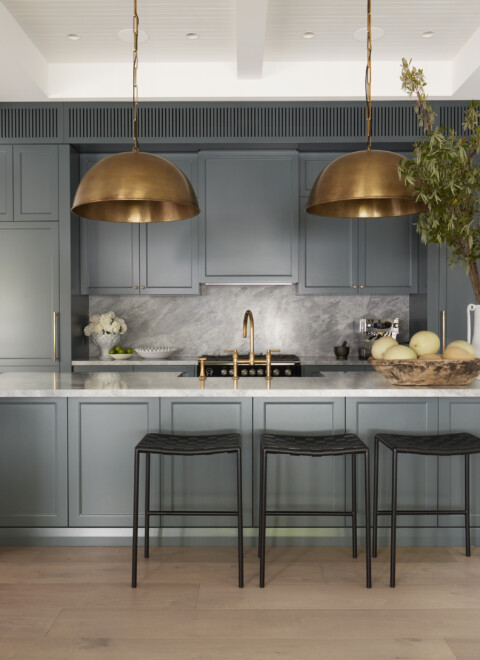 dark kitchen cabinets with light timber flooring
