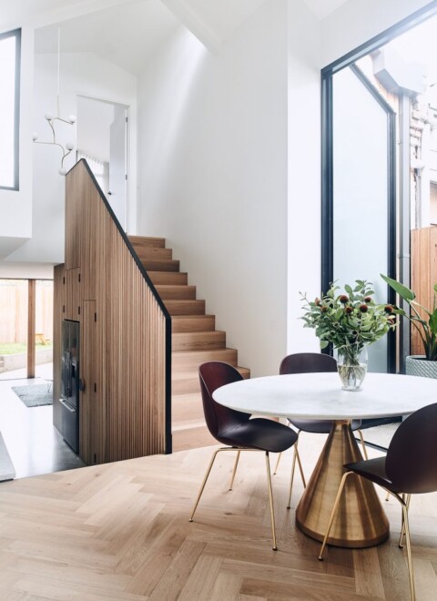 Coastal style decor with beach house timber flooring