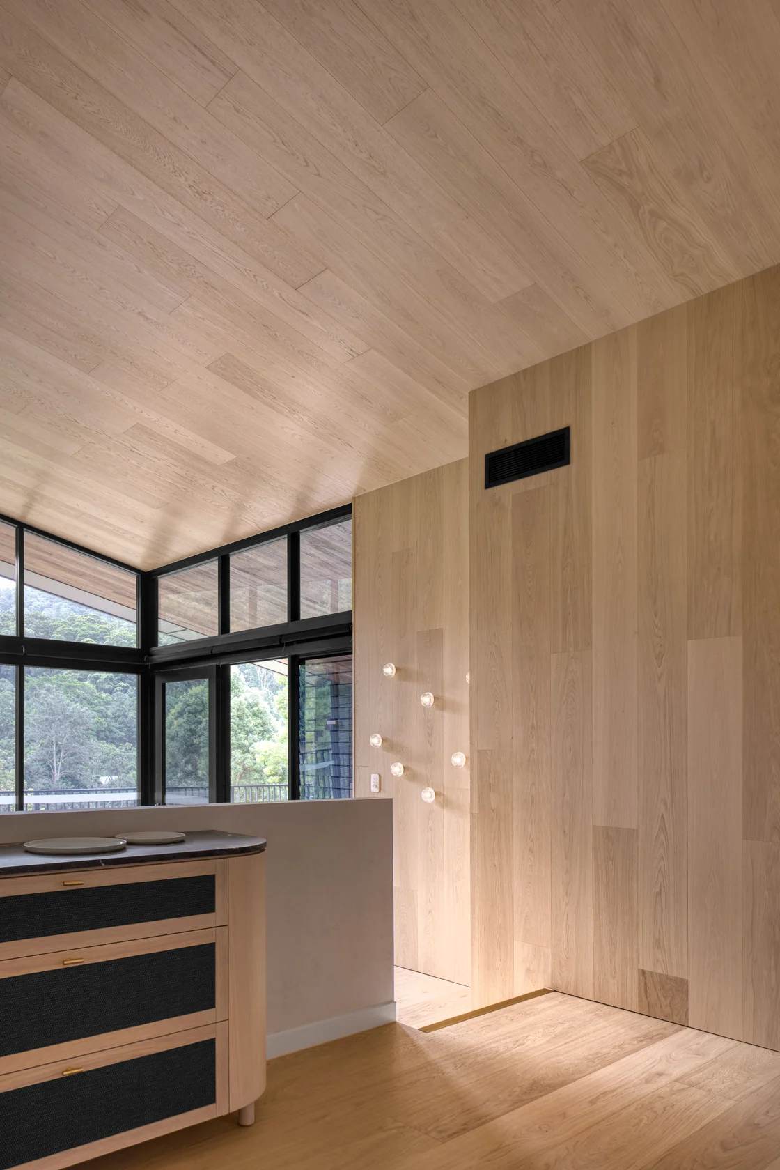 serenity with beige timber cladding and flooring