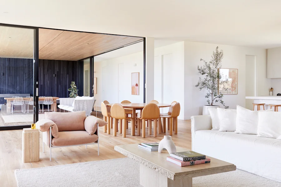 Beige timber flooring in living room
