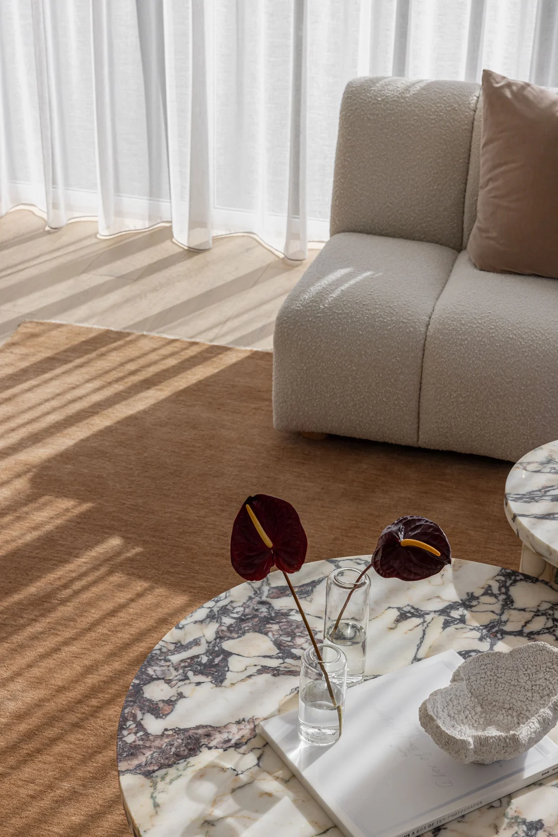 Use of beige timber in living room