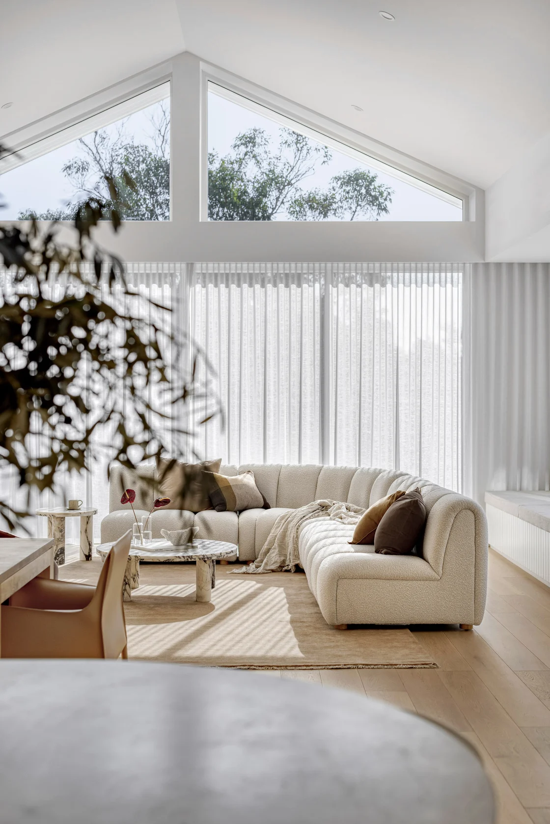 white interiors with beige engineered timber flooring