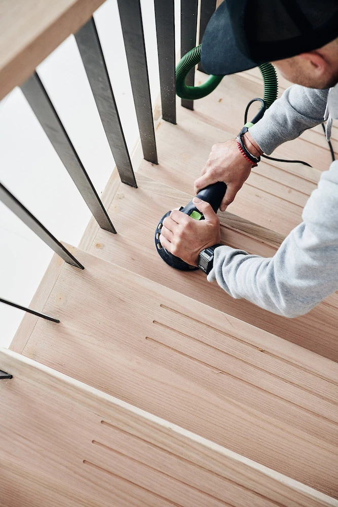 Solid oak open tread staircase