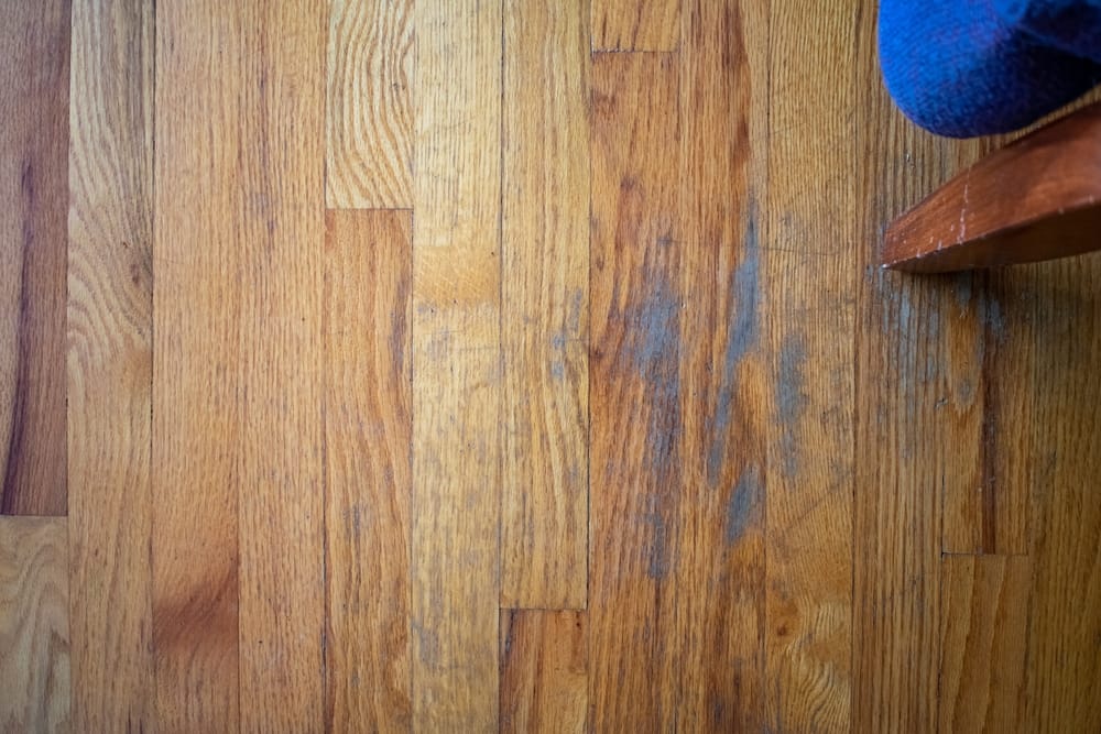scratched wooden floor